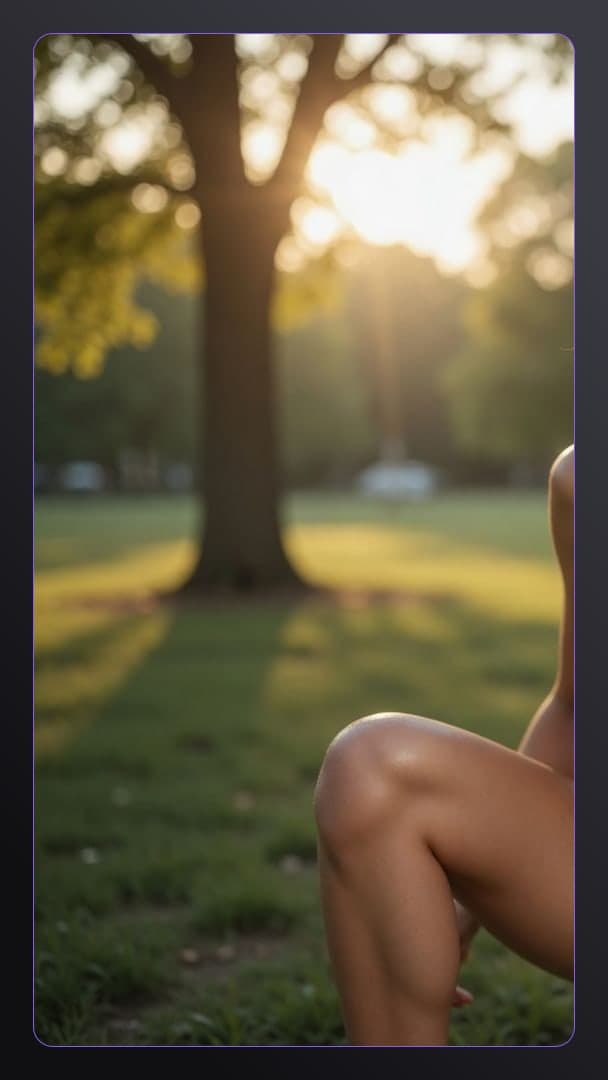 Nude in park golden hour