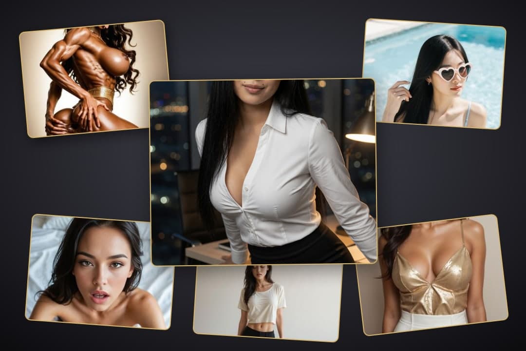Curvy Asian cleavage over office desk