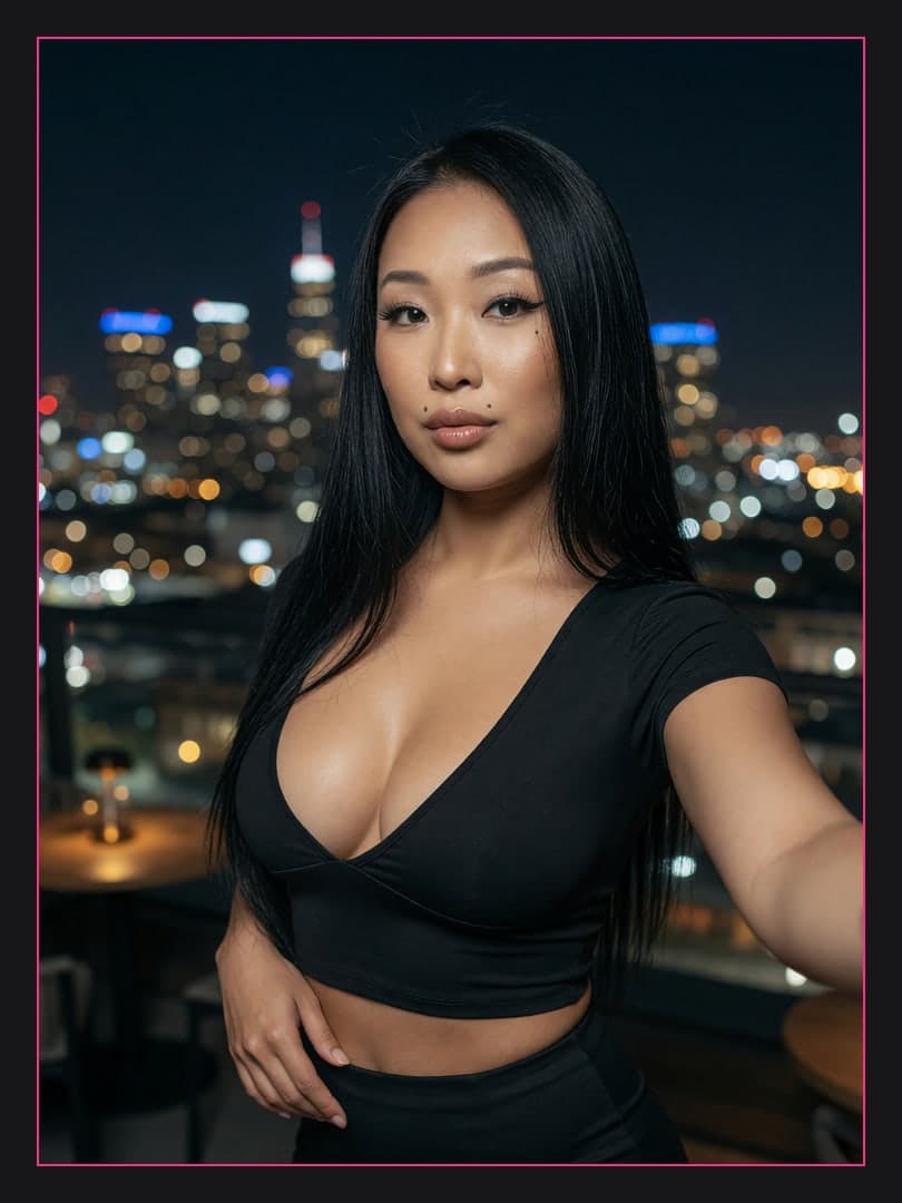 Young adult Asian rooftop selfie