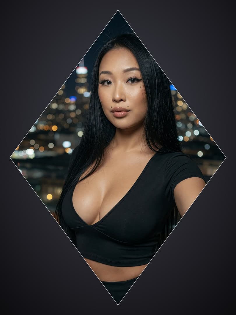 Curvy Asian crop top cleavage selfie