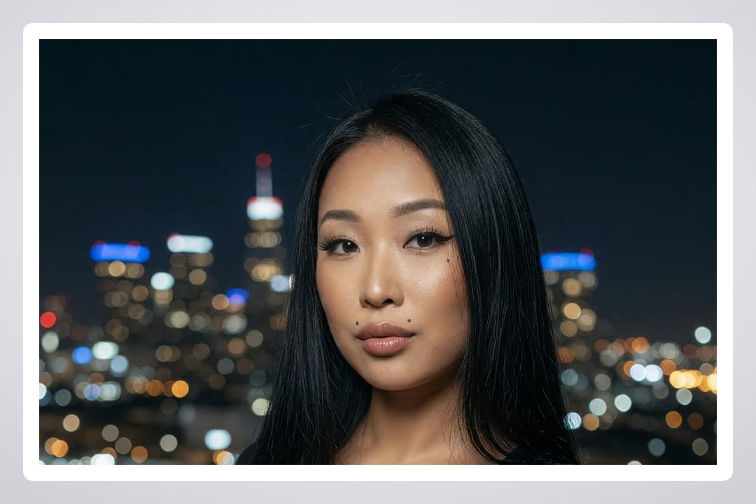 Rooftop portrait at night