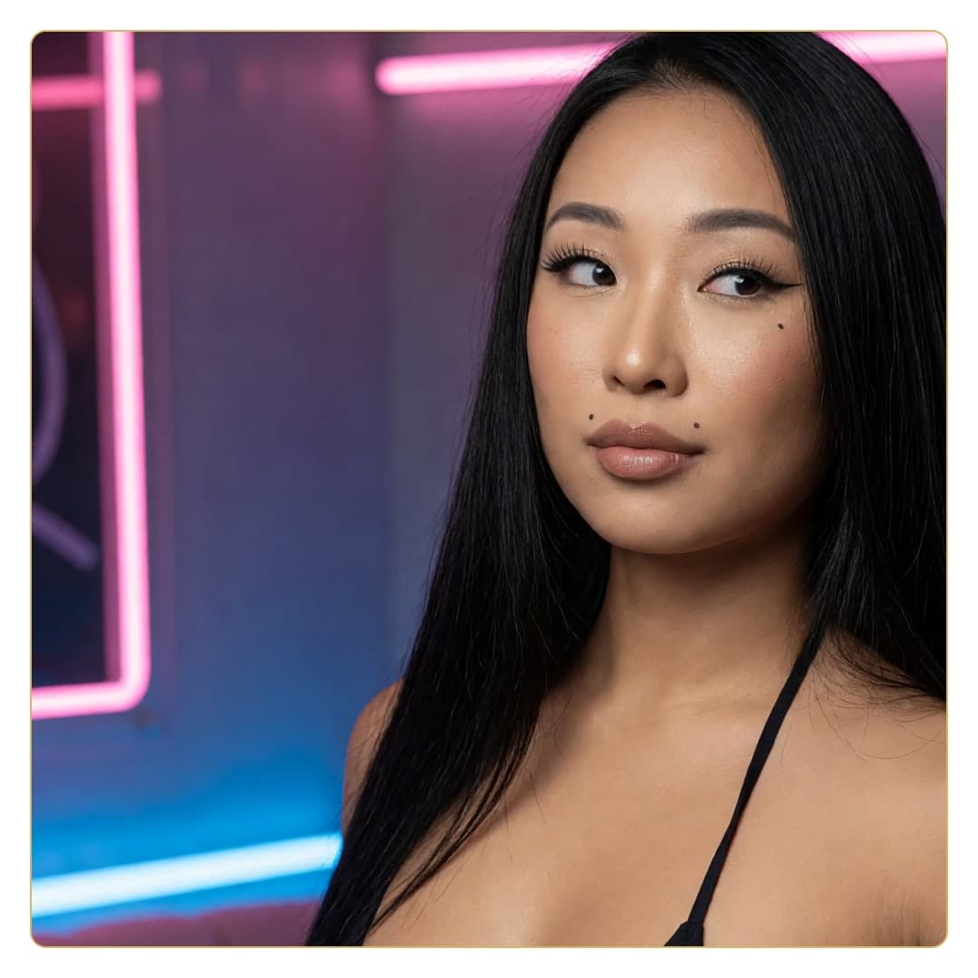 Raven hair neon beauty close-up