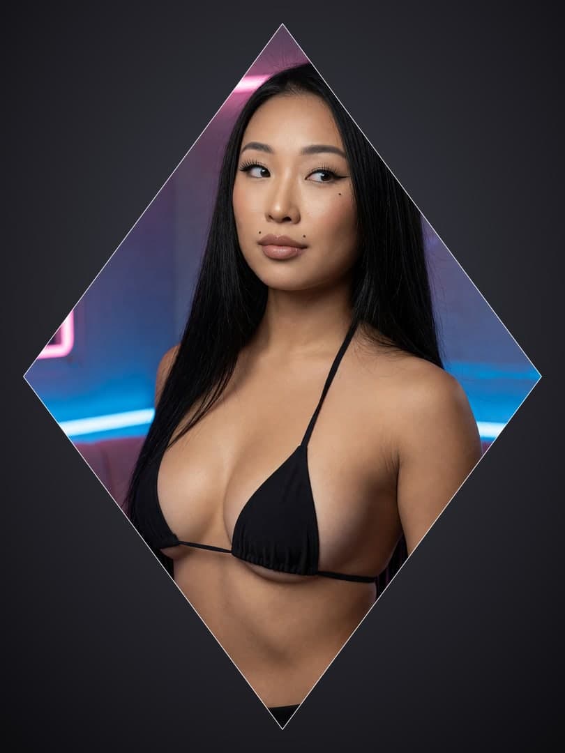 Asian bikini neon studio portrait