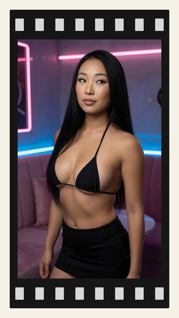 Neon lounge in micro bikini