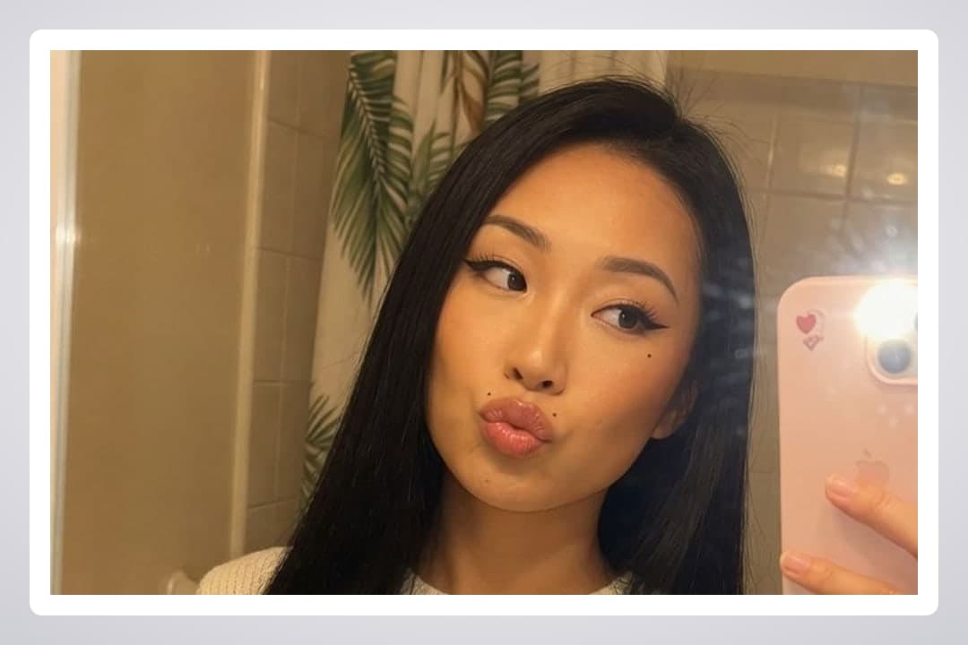 Bathroom selfie puckered lips