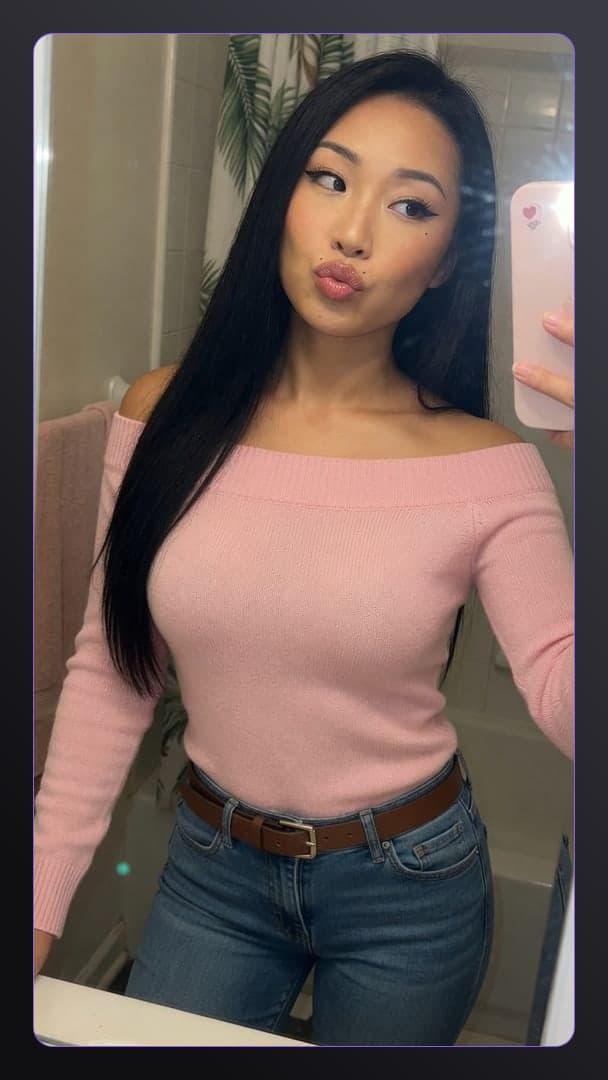 Young adult Asian kiss selfie