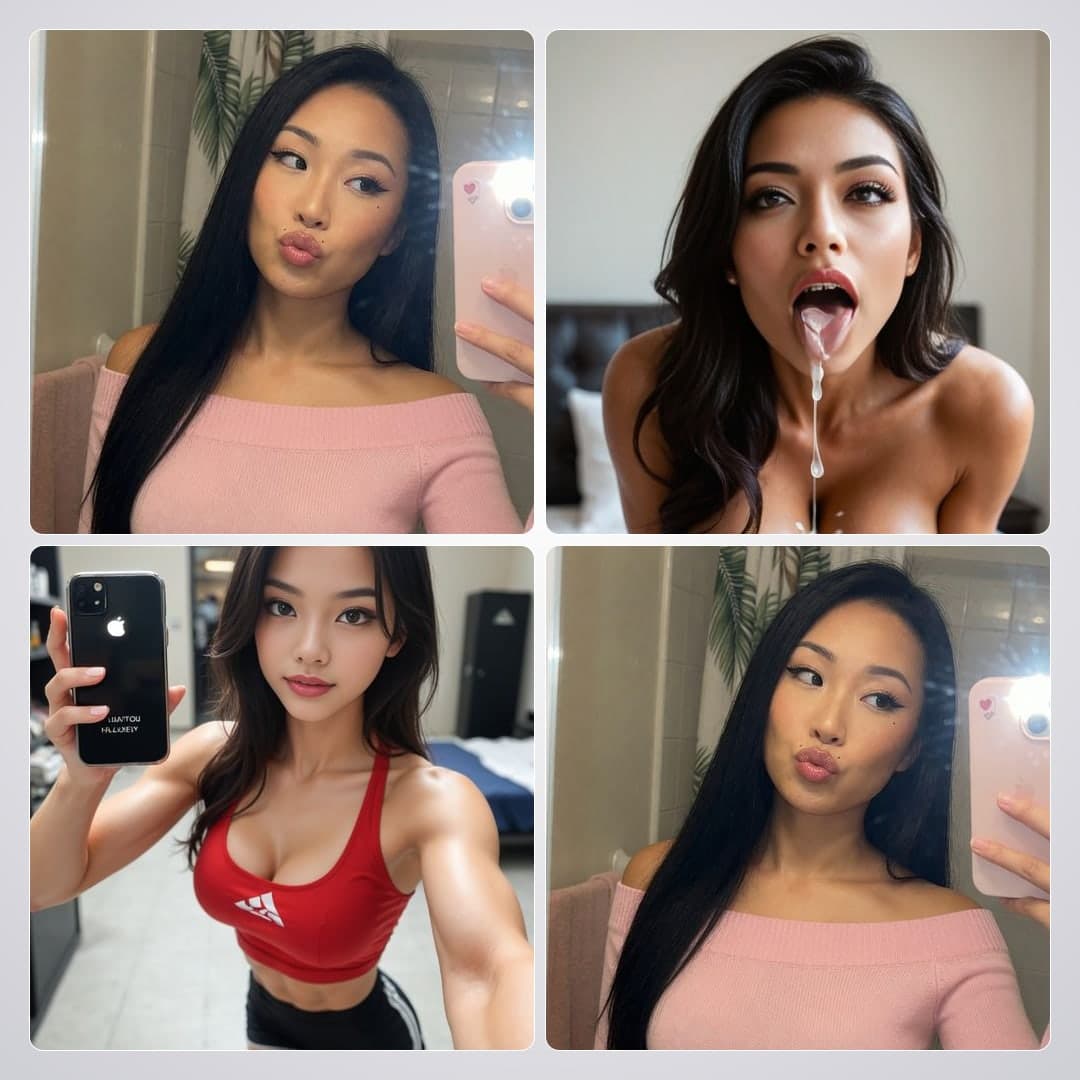 Raven hair topless cum on tongue