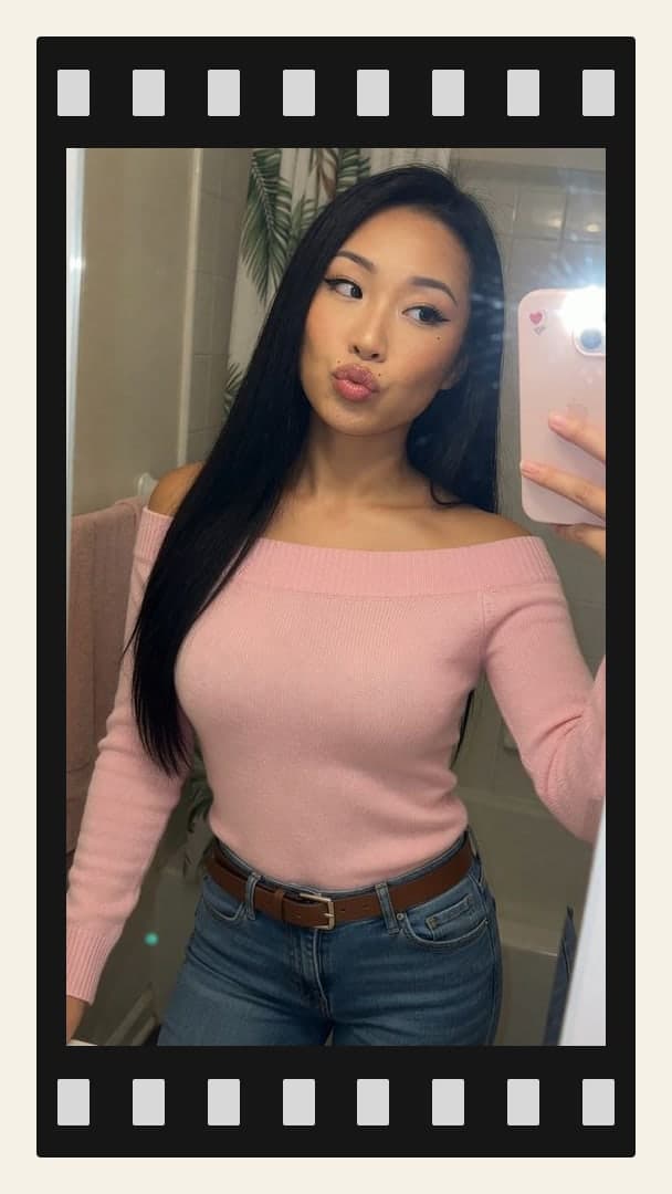 Young adult Asian kiss face selfie