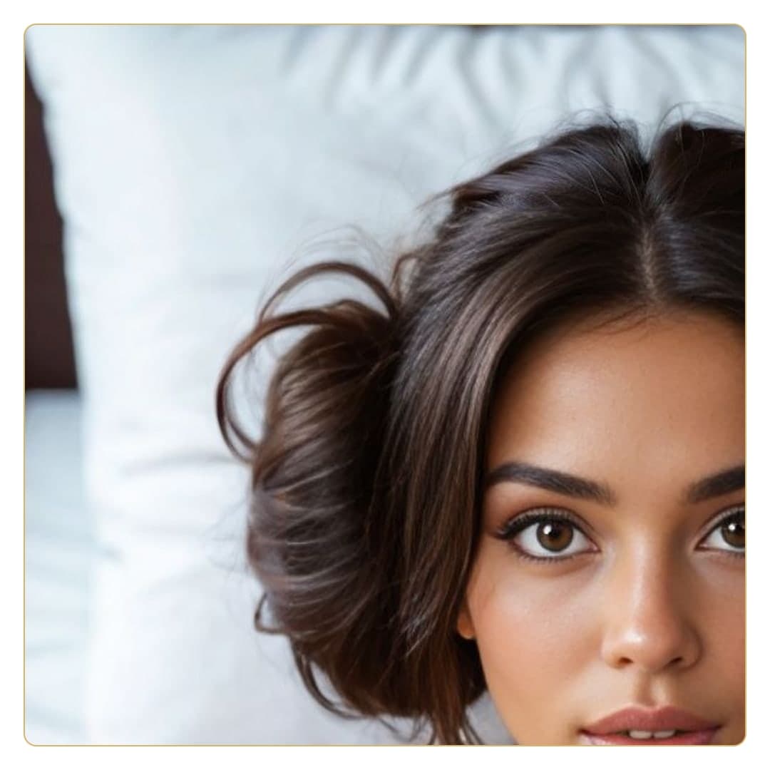 Close-up face on white sheets