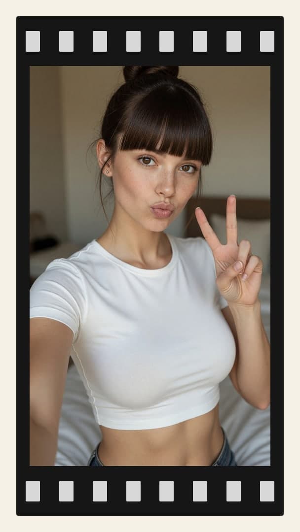 Big natural tits crop top selfie