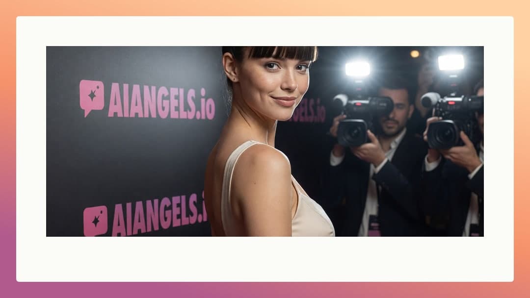 Young woman red carpet glance back
