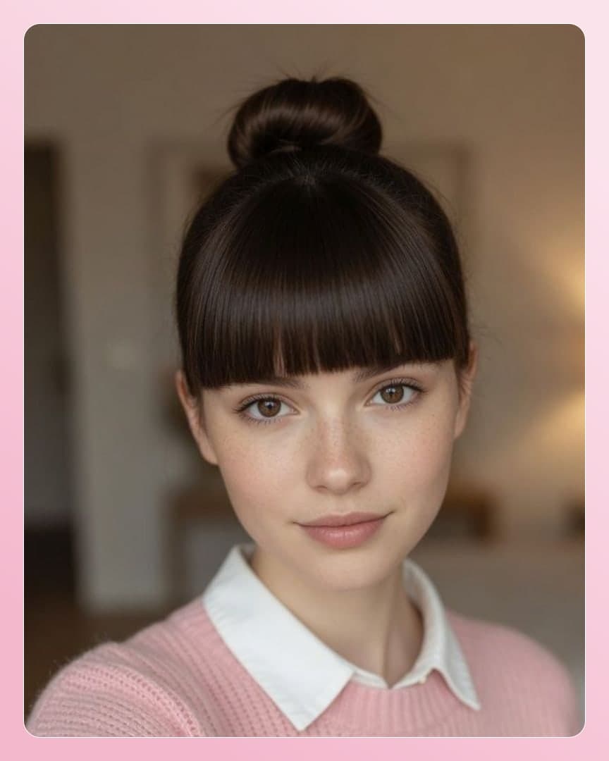Waist up pink sweater portrait