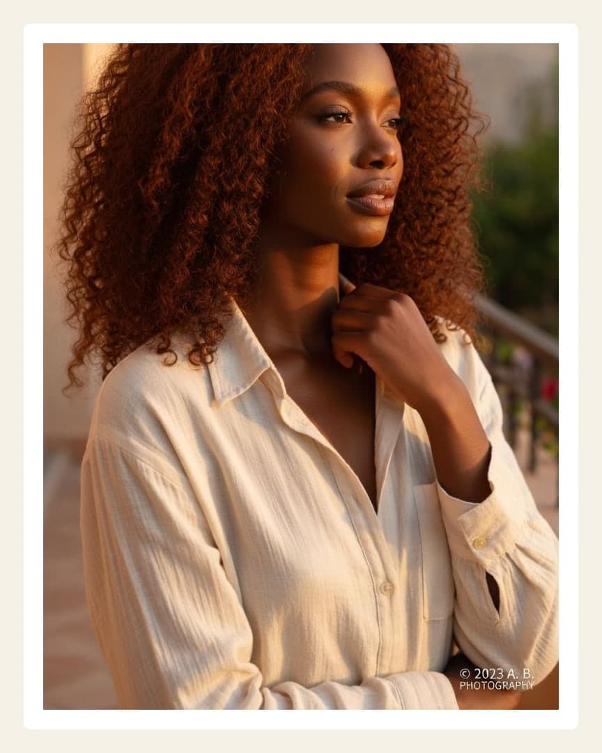 Redhead balcony linen shirt open