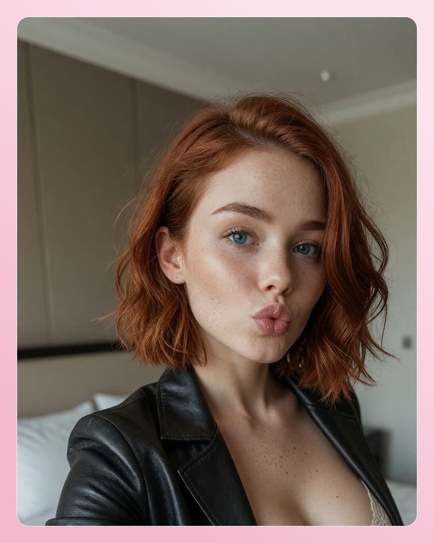 Low angle leather jacket selfie