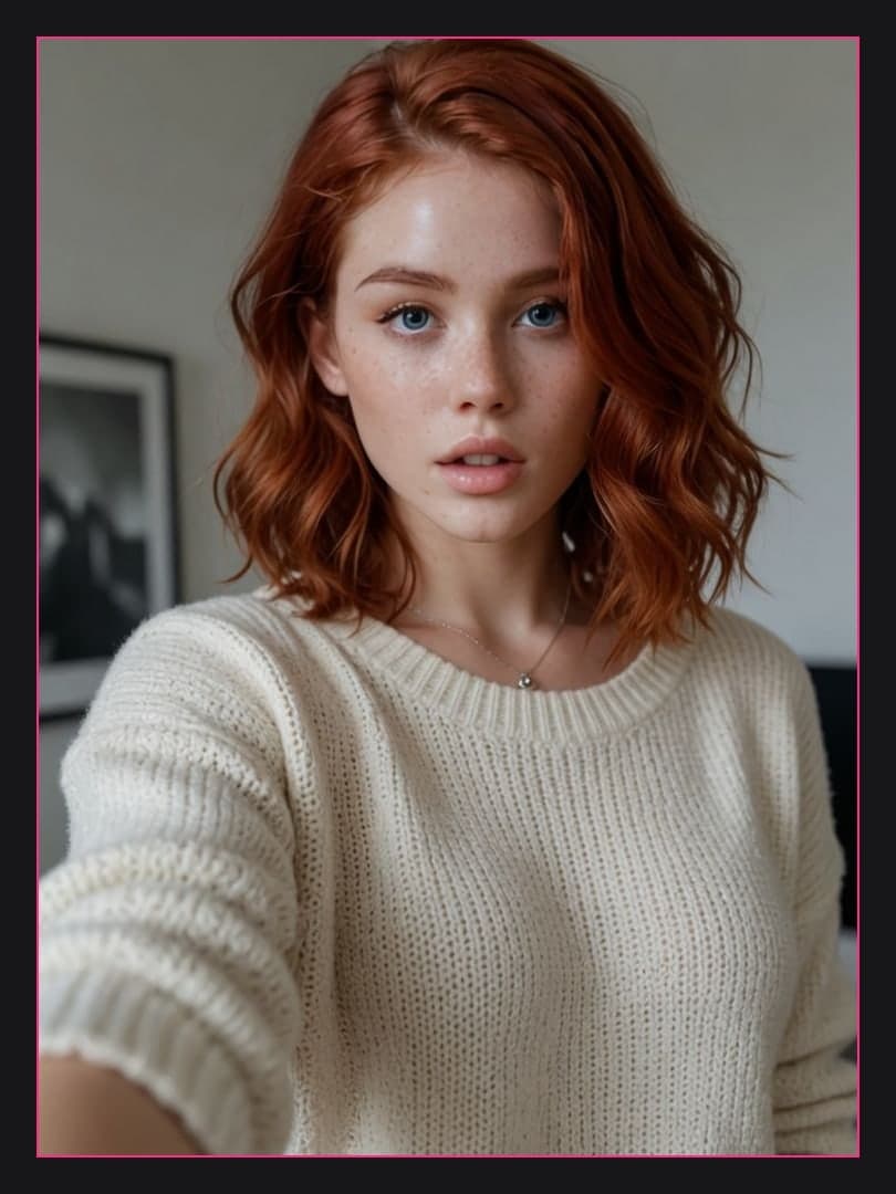 College redhead full body selfie