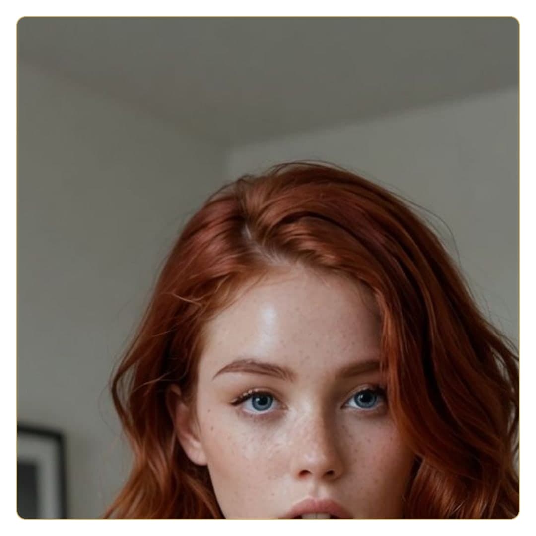Redhead freckles blue eyes beauty shot