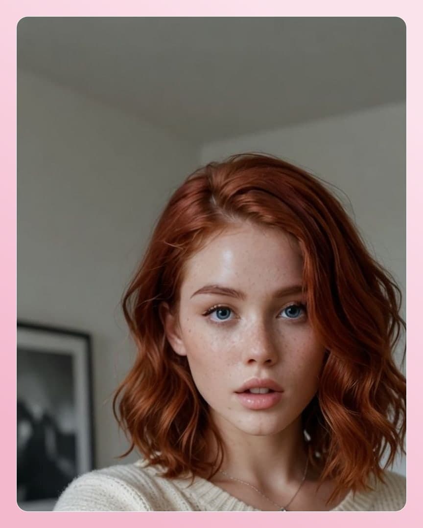 College redhead selfie in sweater