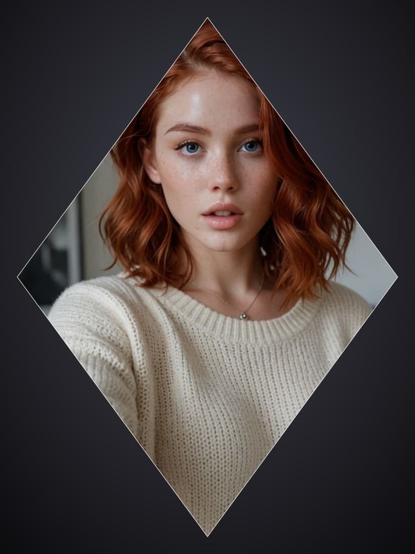 College redhead full body portrait