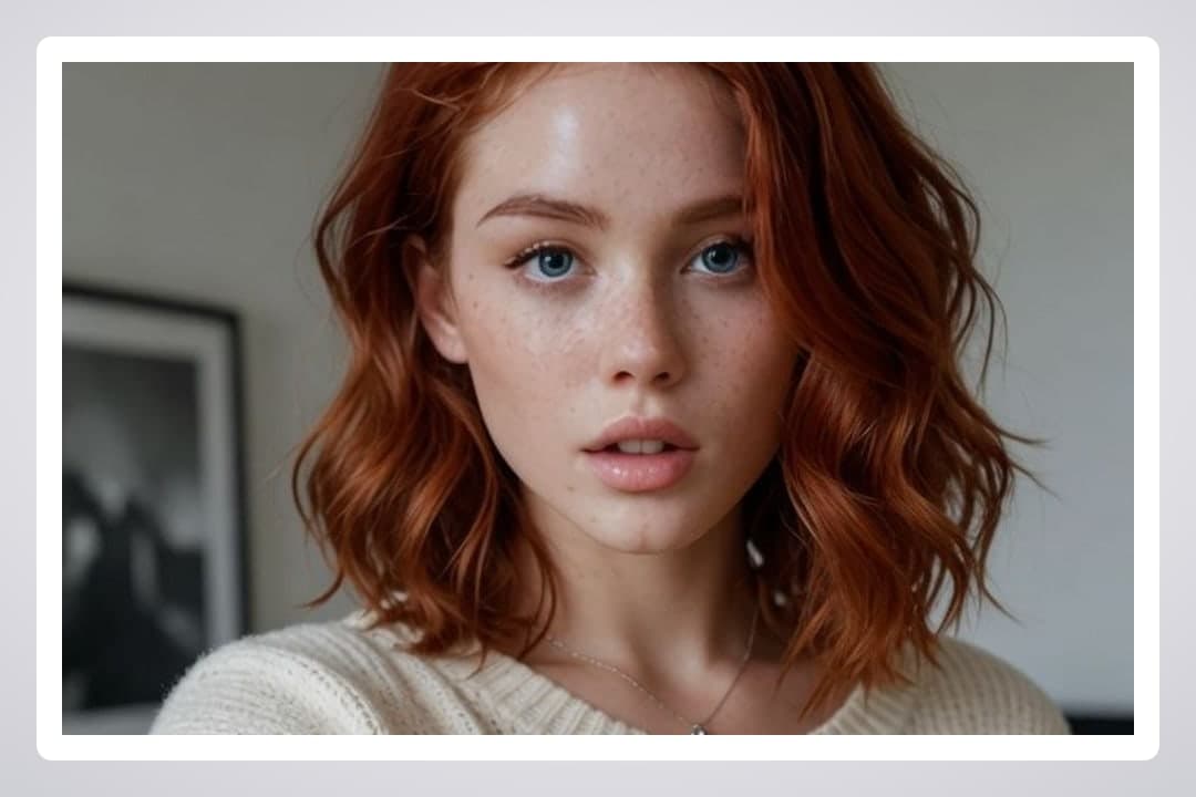 Redhead portrait in cream sweater