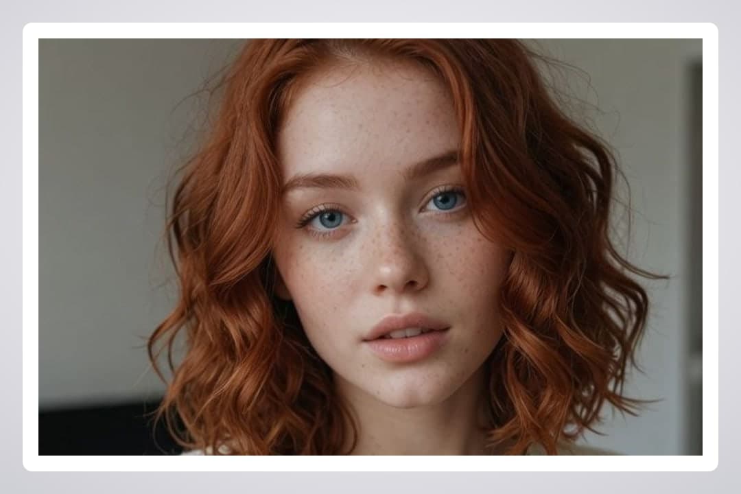 Redhead blue eyes waist-up portrait