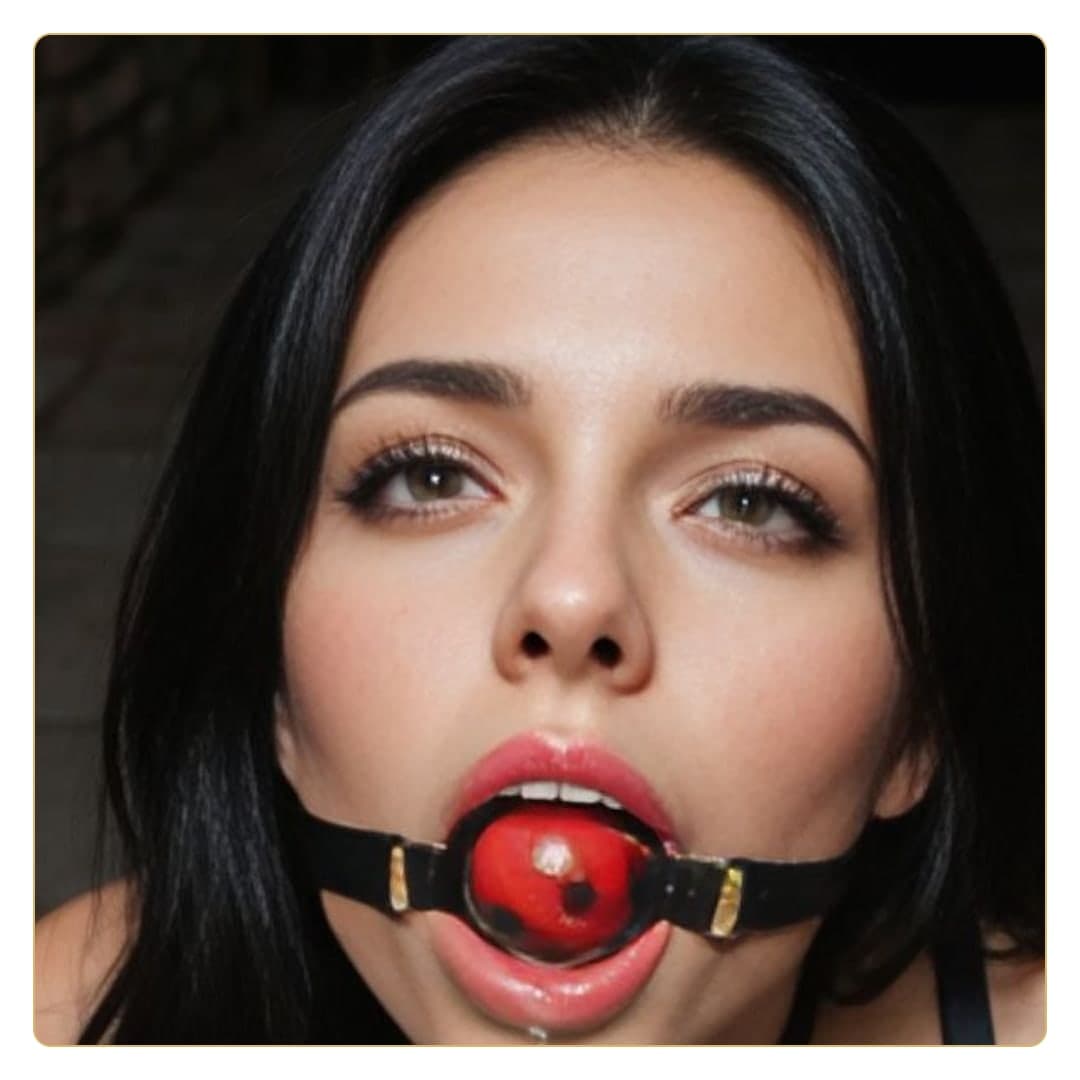 Young adult ring gag close-up