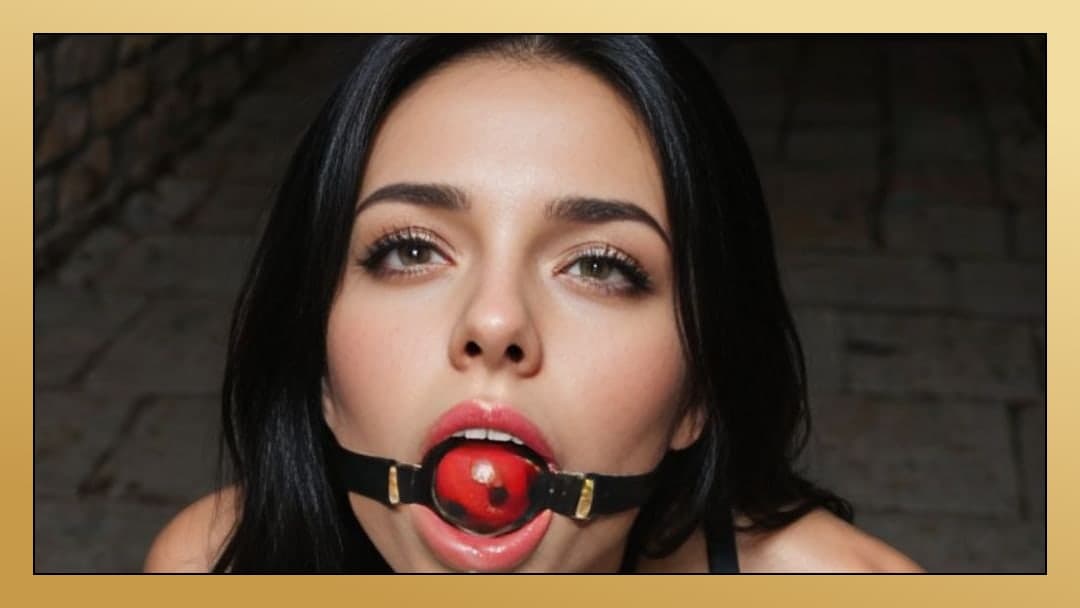Young adult with ball gag