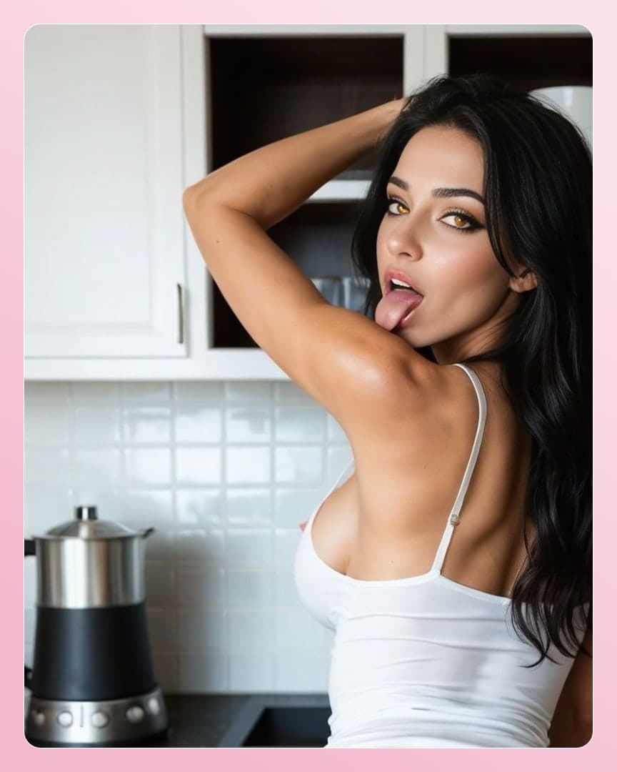 Kitchen cleavage white tank top