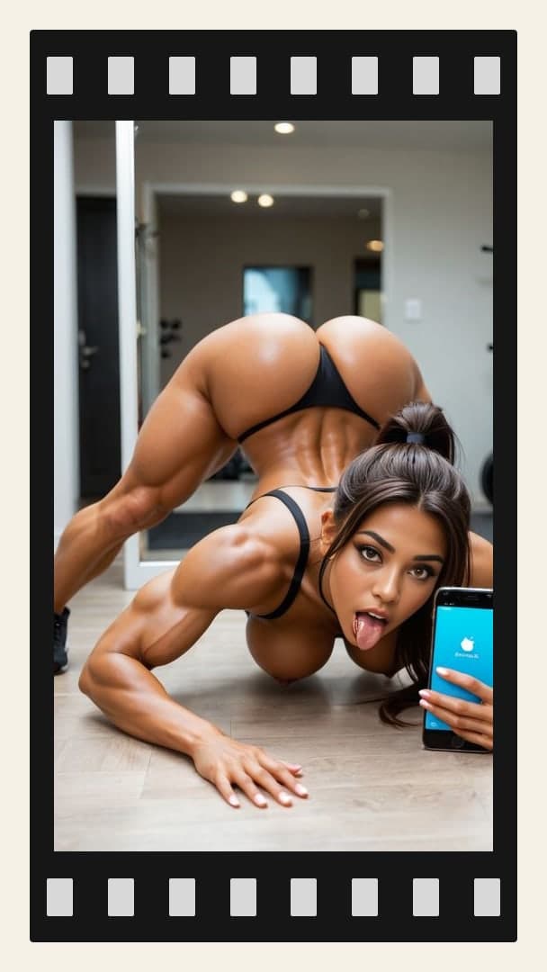 Young latina gym floor pose