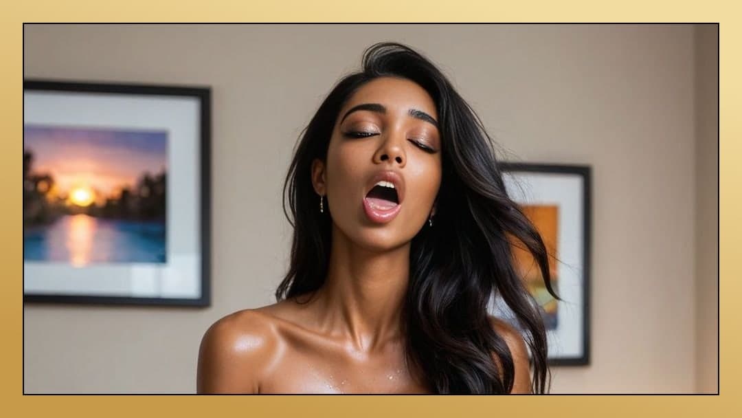 Topless moan close-up with oil