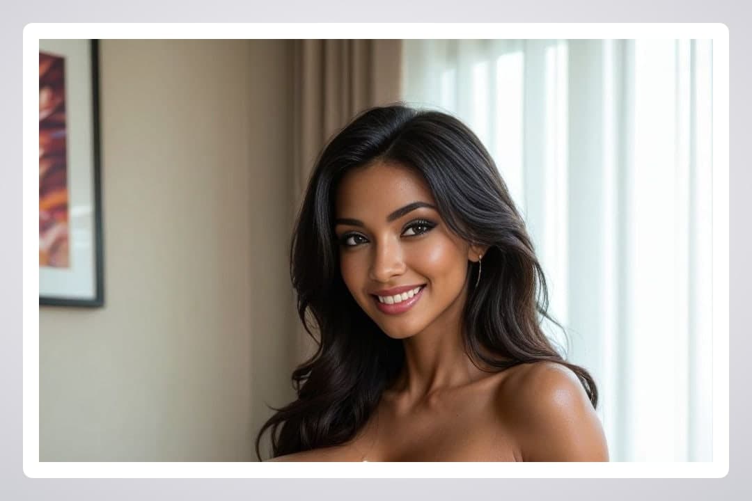 Close-up portrait in strapless top