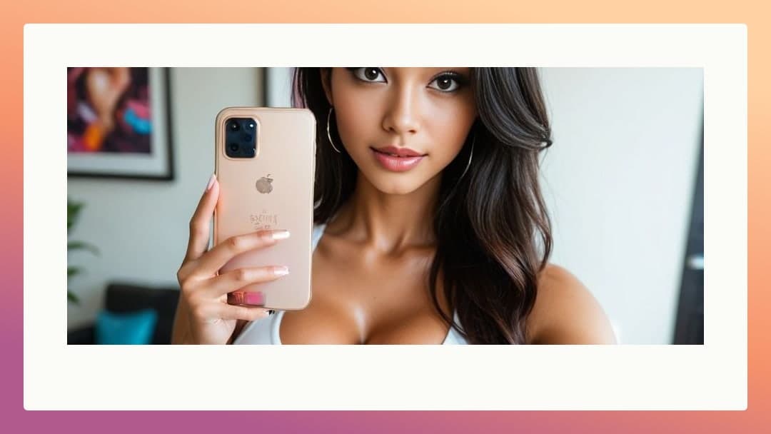 Cleavage selfie in white tank