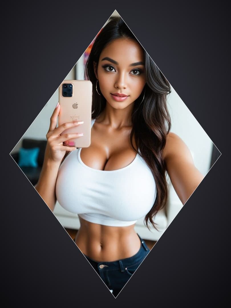 Long wavy hair selfie crop top