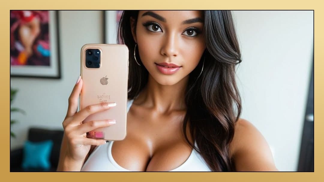 Cleavage selfie in bright room
