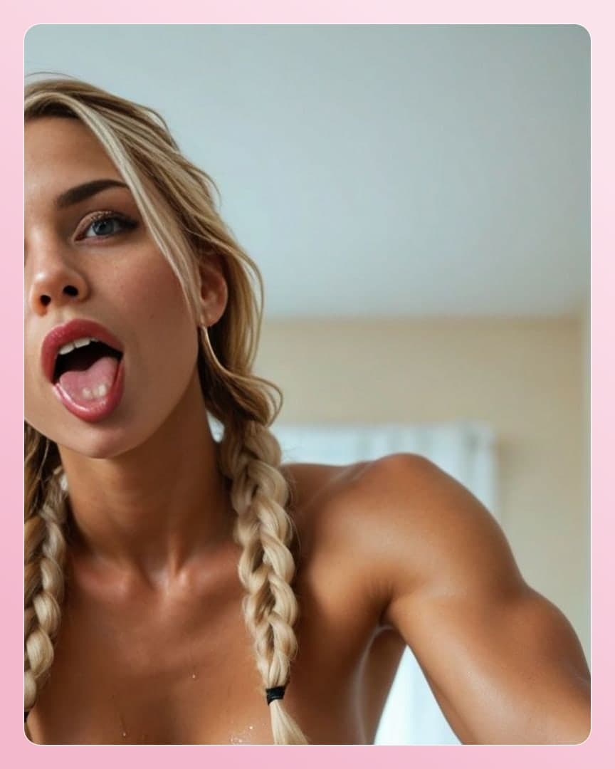 Topless selfie in bright room