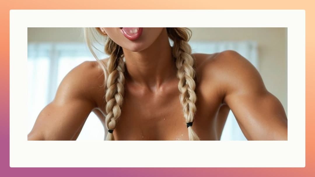 Blonde pigtails tongue out selfie