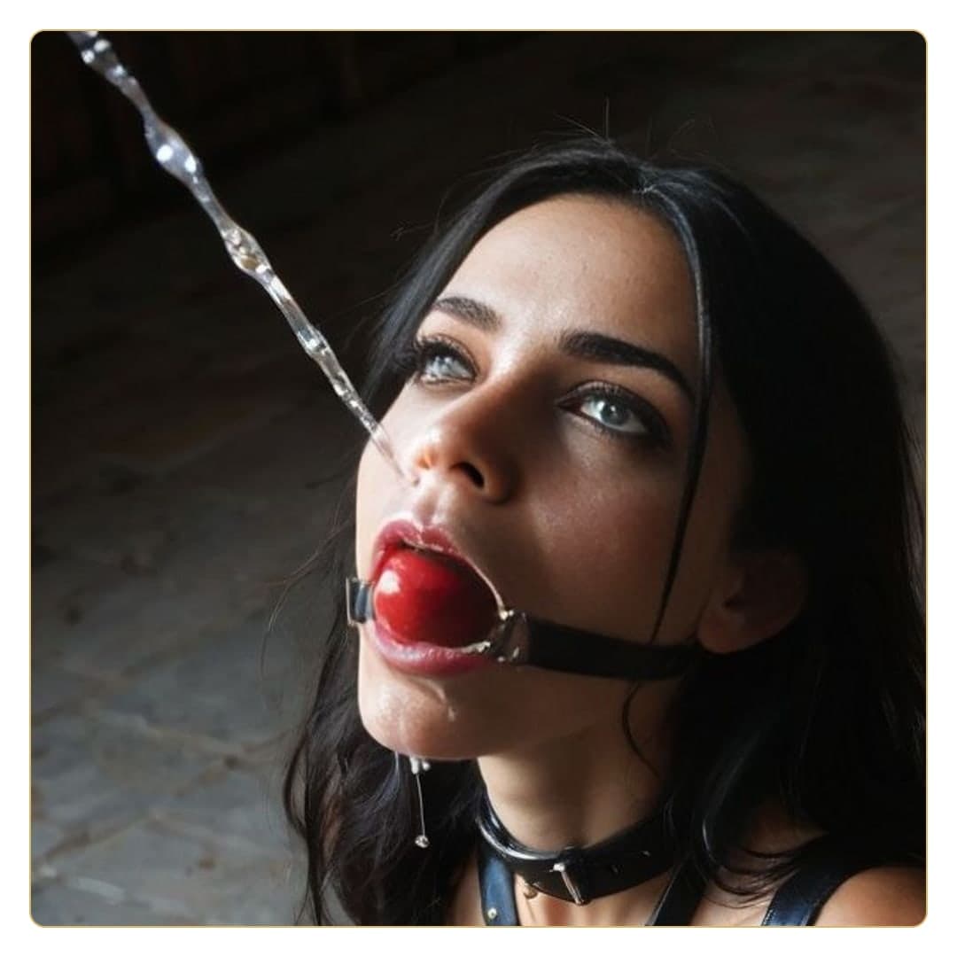 Ball gag closeup with collar