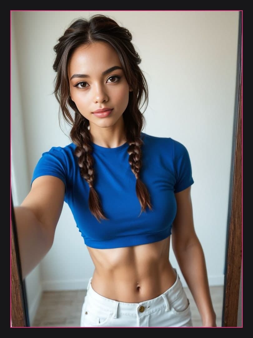 Bright room white walls selfie