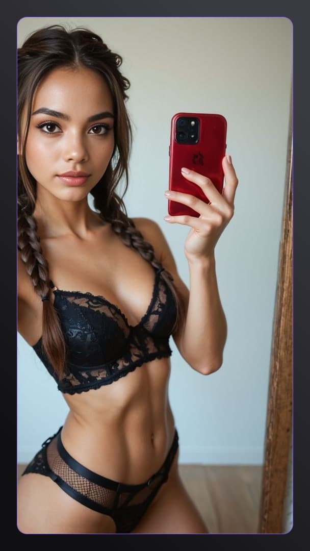 Mirror selfie in sheer lingerie