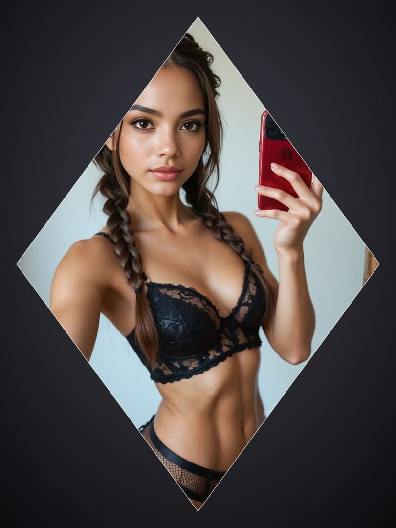 Mirror selfie in black lace