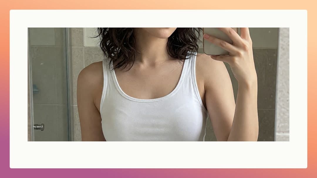 Bathroom mirror tank top selfie