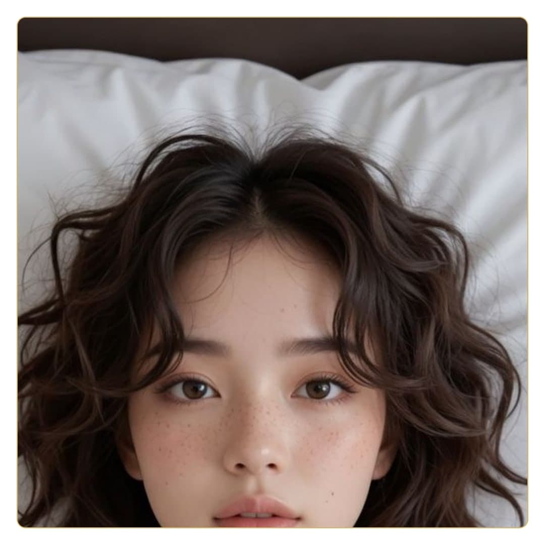 Wavy brunette beauty in bed