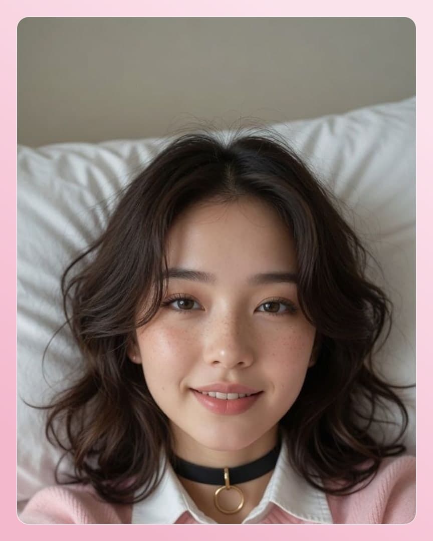 College age Asian bedroom selfie