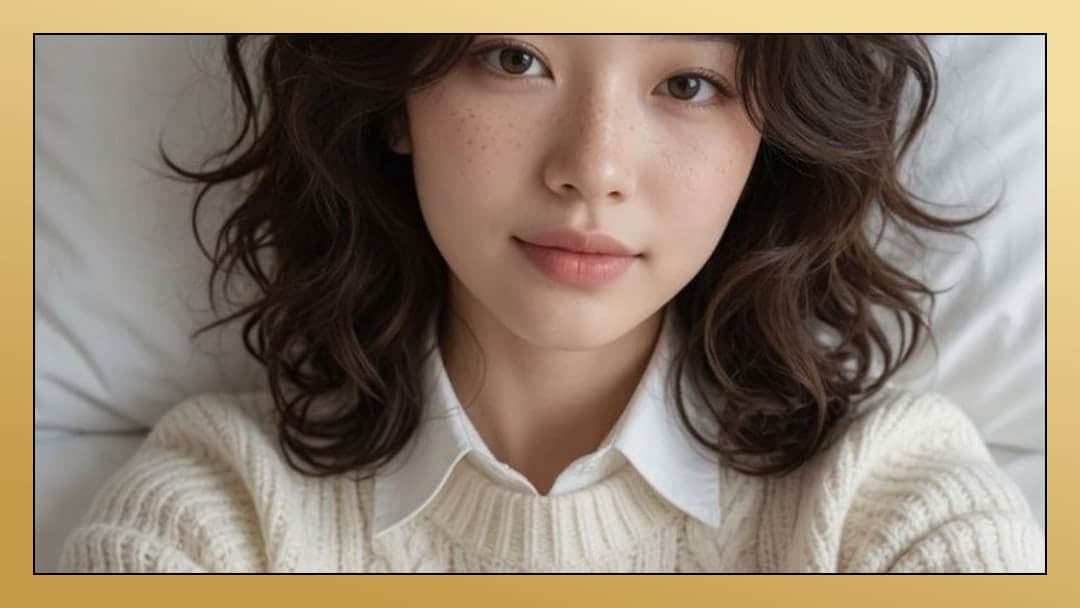 Young Asian in bed close-up