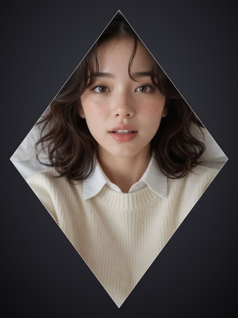 Asian brunette collared shirt portrait
