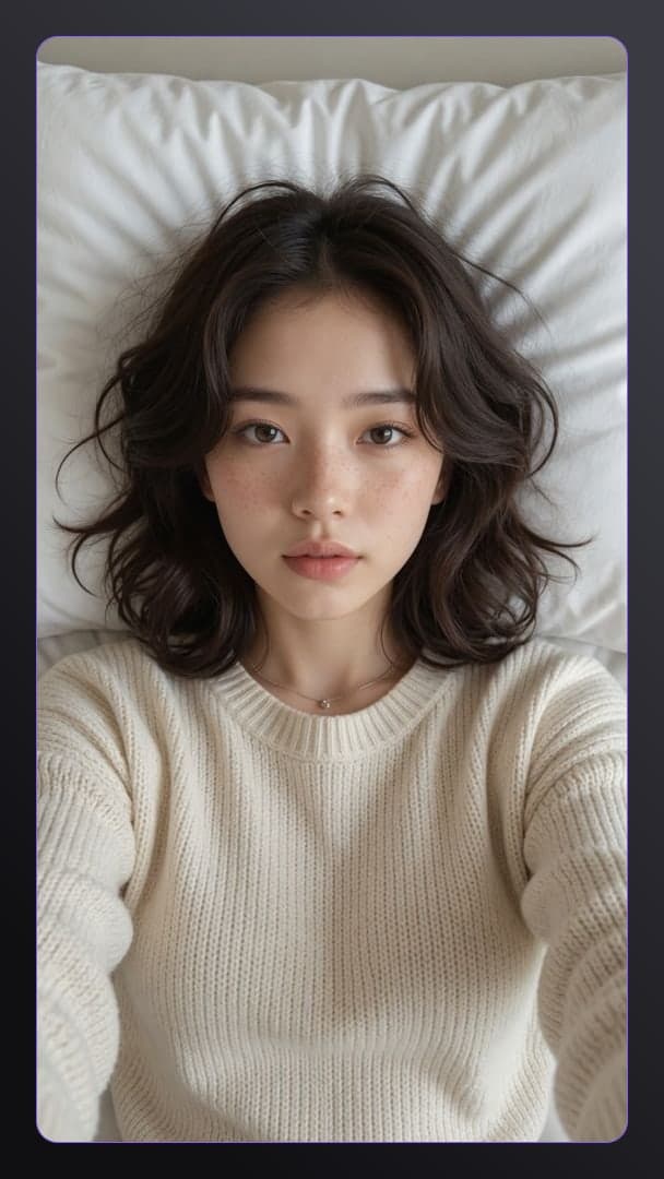 Sweater selfie in bed