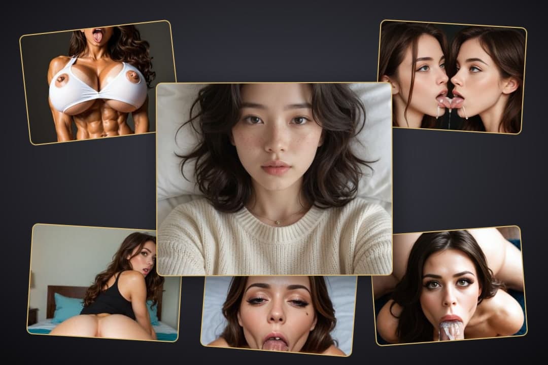 Slim Asian curves collage selfie