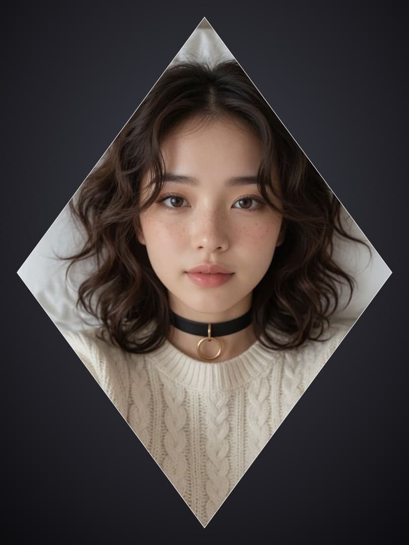 Cream sweater diamond portrait