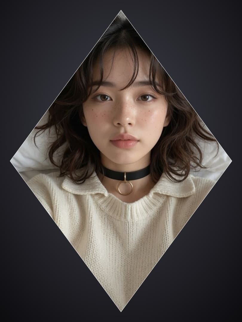 Wavy brunette close-up portrait
