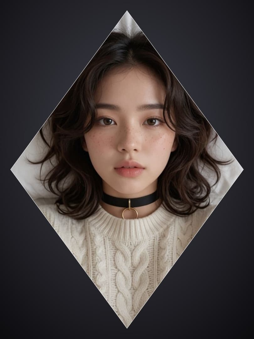 Cream sweater diamond portrait