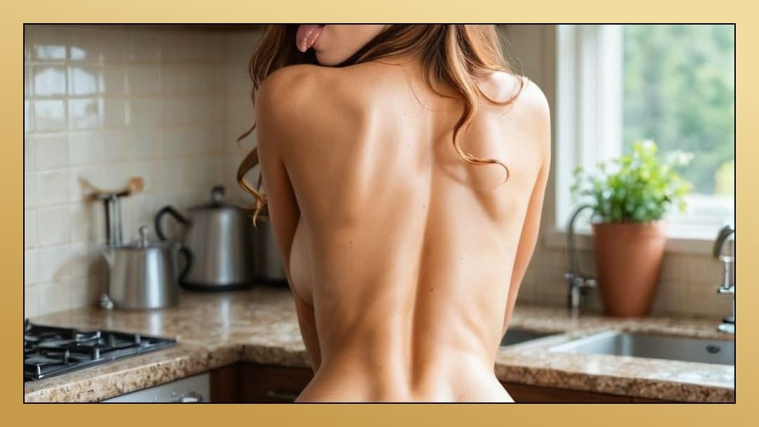 Long wavy hair kitchen tease